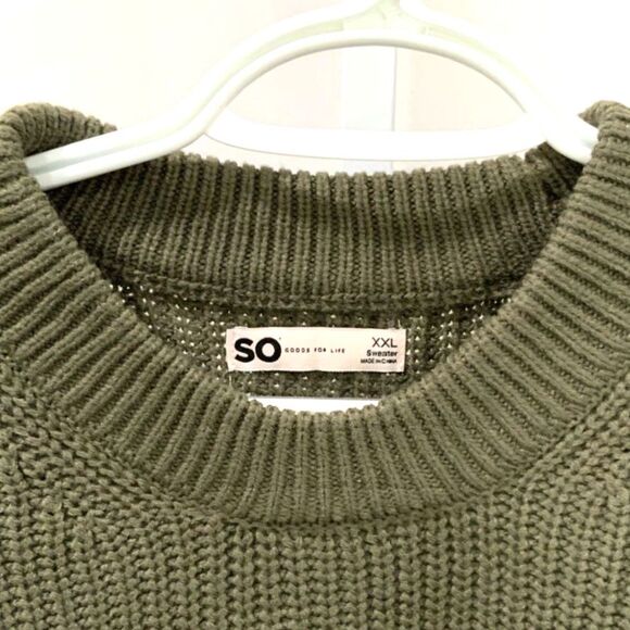 NWT! Olive Green Balloon Sleeve Crew Neck Sweater By SO (Sonoma) Size XXL - Picture 7 of 8
